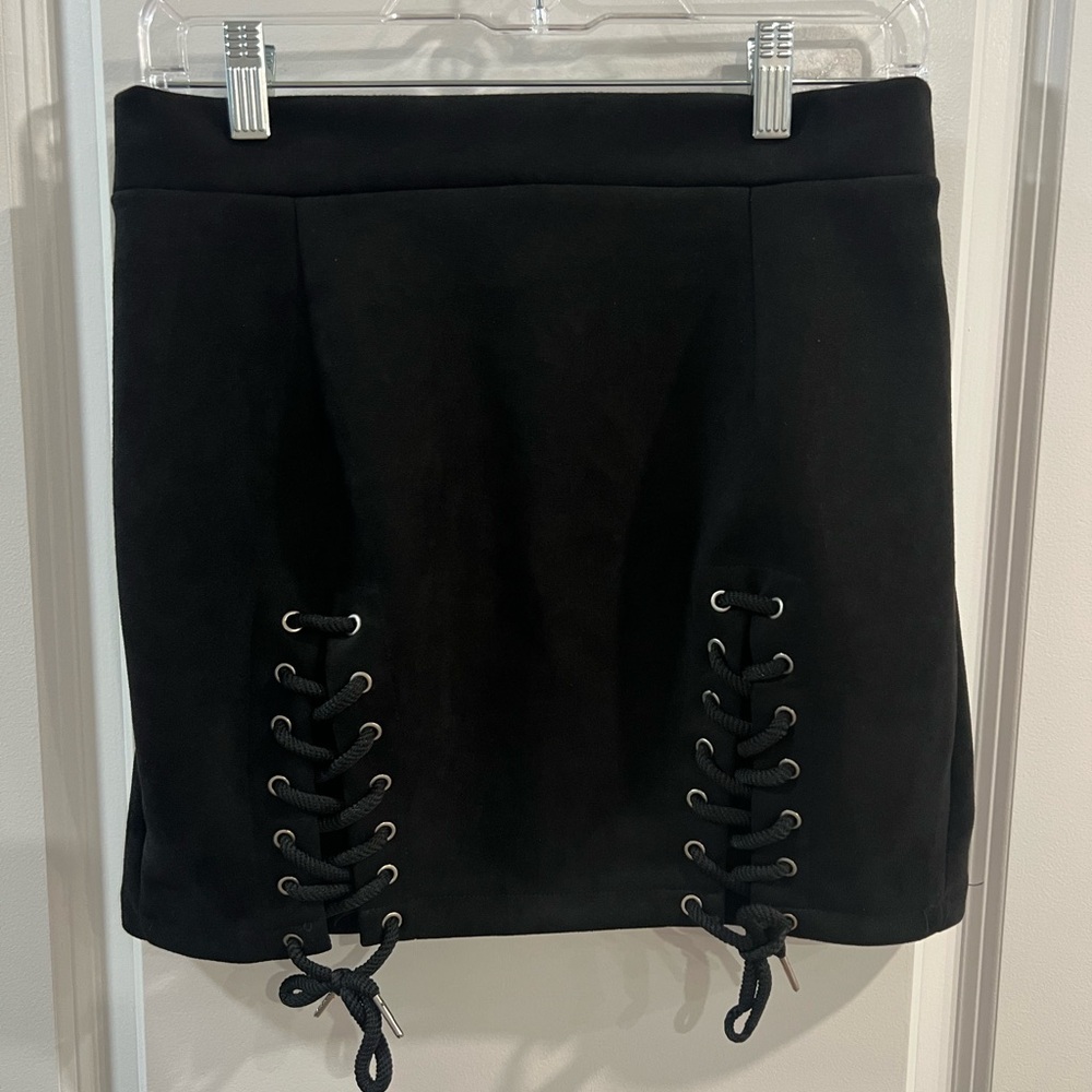 Black Lace Up mini skirt